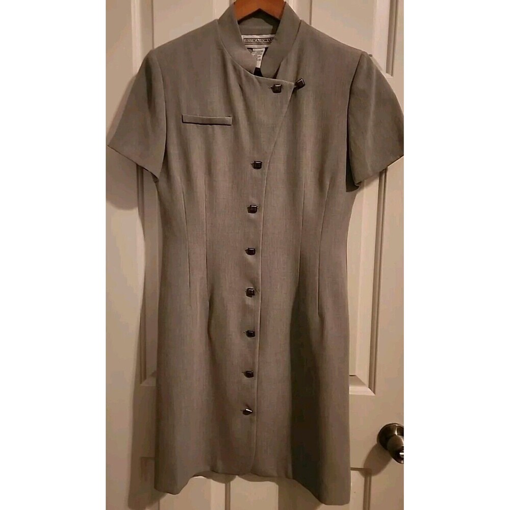 Jessica Howard Dress Sz 10 Gray Career Pencil Sheath  Office  Short Sleeve Lined